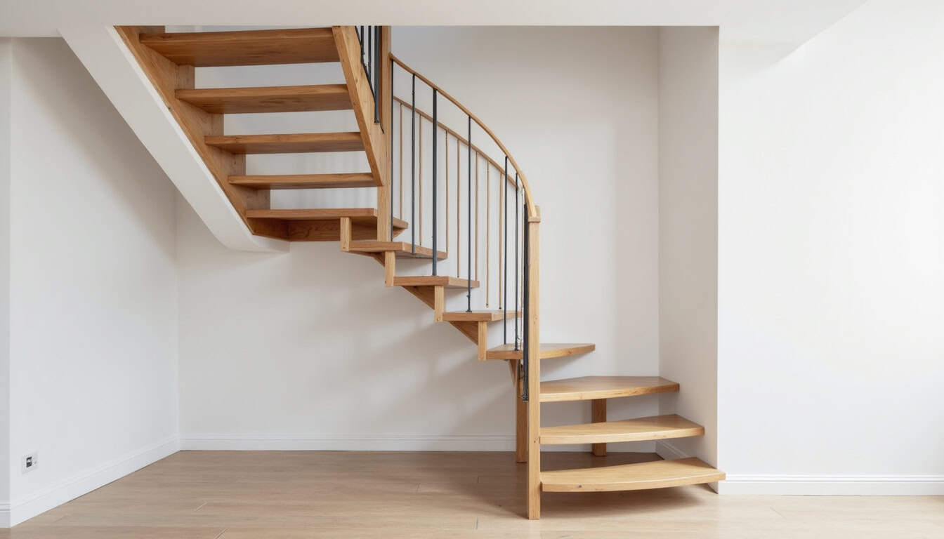Monte-escalier tournant installé dans une maison à Bouaye, adapté à un escalier avec virage