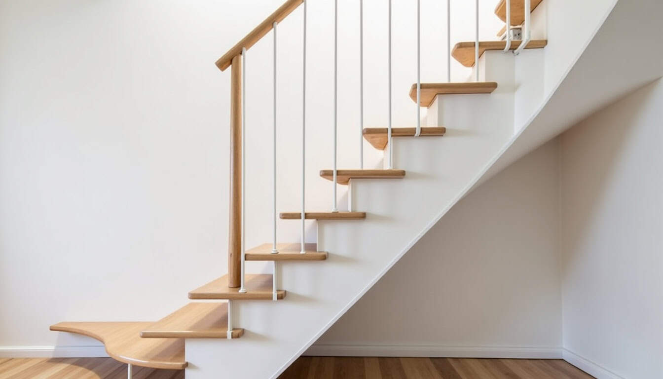 Monte-escalier tournant installé dans une maison à Chaux, adapté à un escalier courbe avec palier