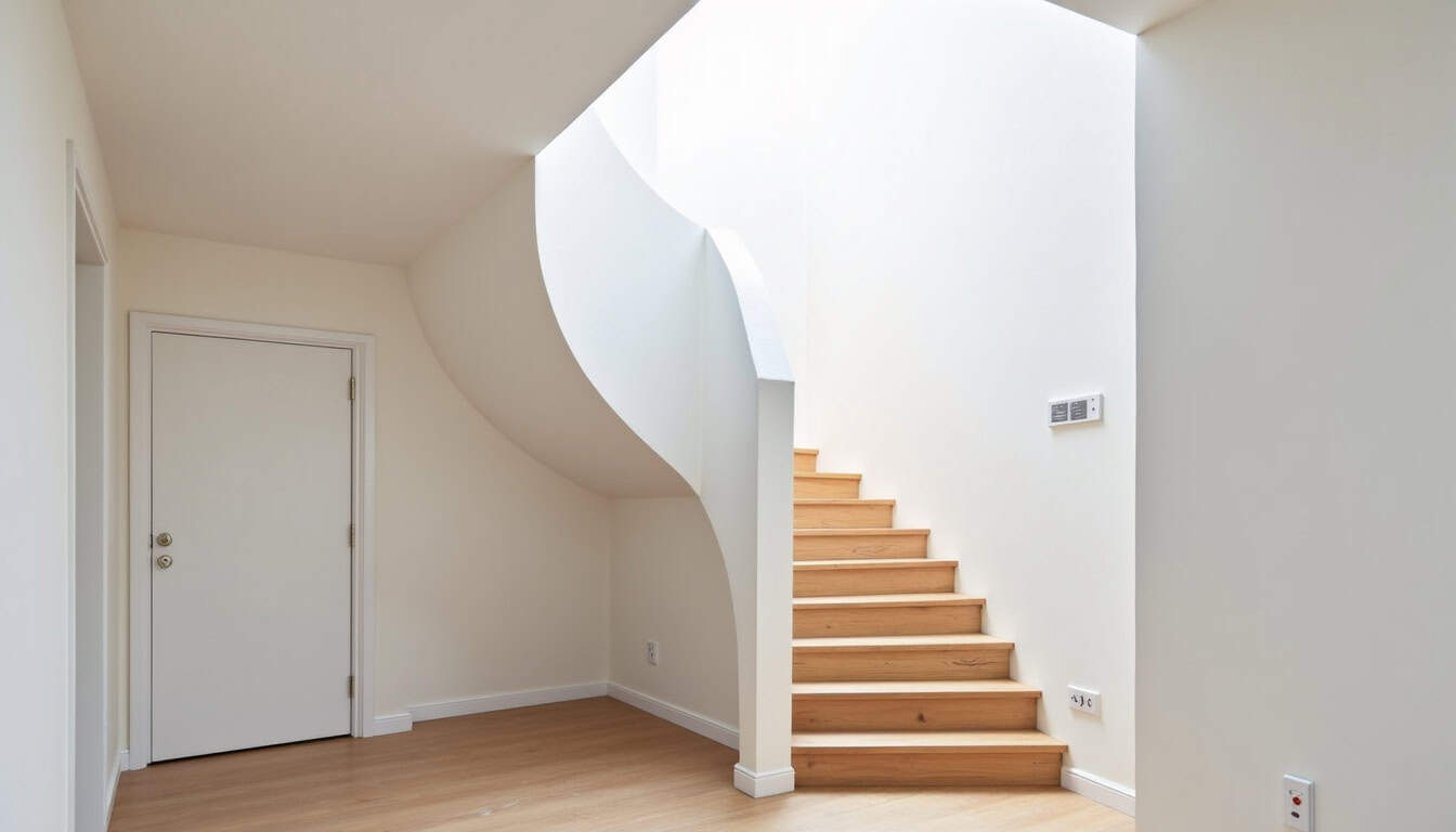 Monte-escalier tournant installé dans une maison à Feigères, adapté à un escalier avec virage