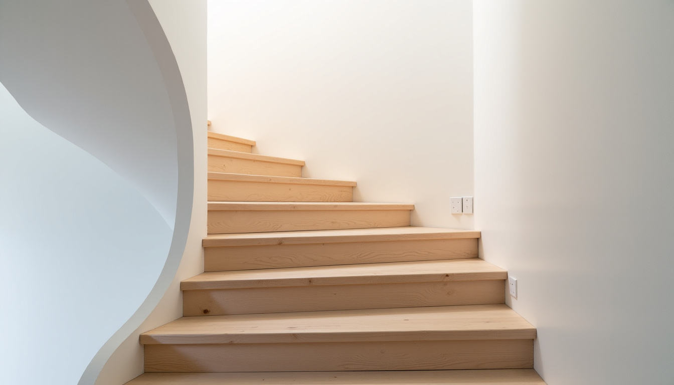 Monte-escalier tournant installé dans une maison à Le Verdon-sur-Mer, suivant la courbure d’un escalier en colimaçon