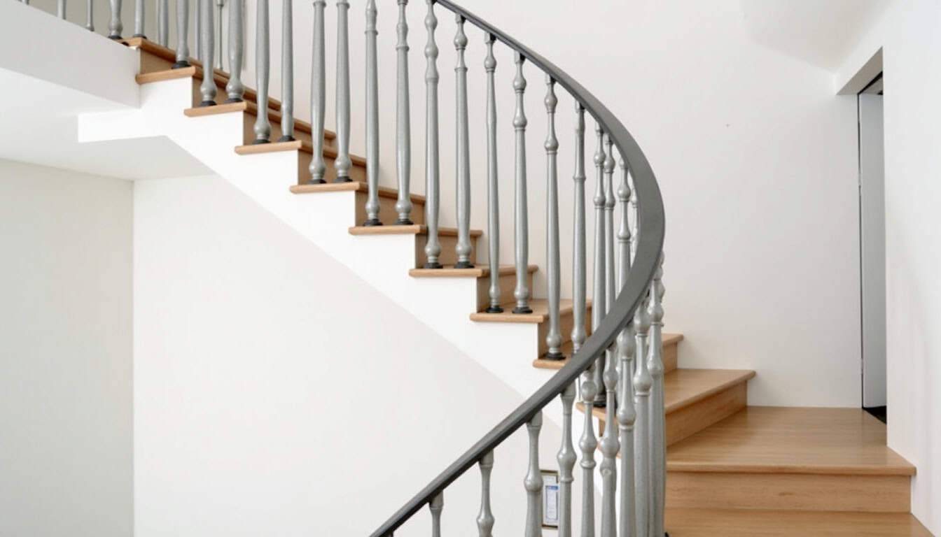 Monte-escalier tournant installé dans une maison à Mirecourt avec rail sur mesure adapté aux virages de l