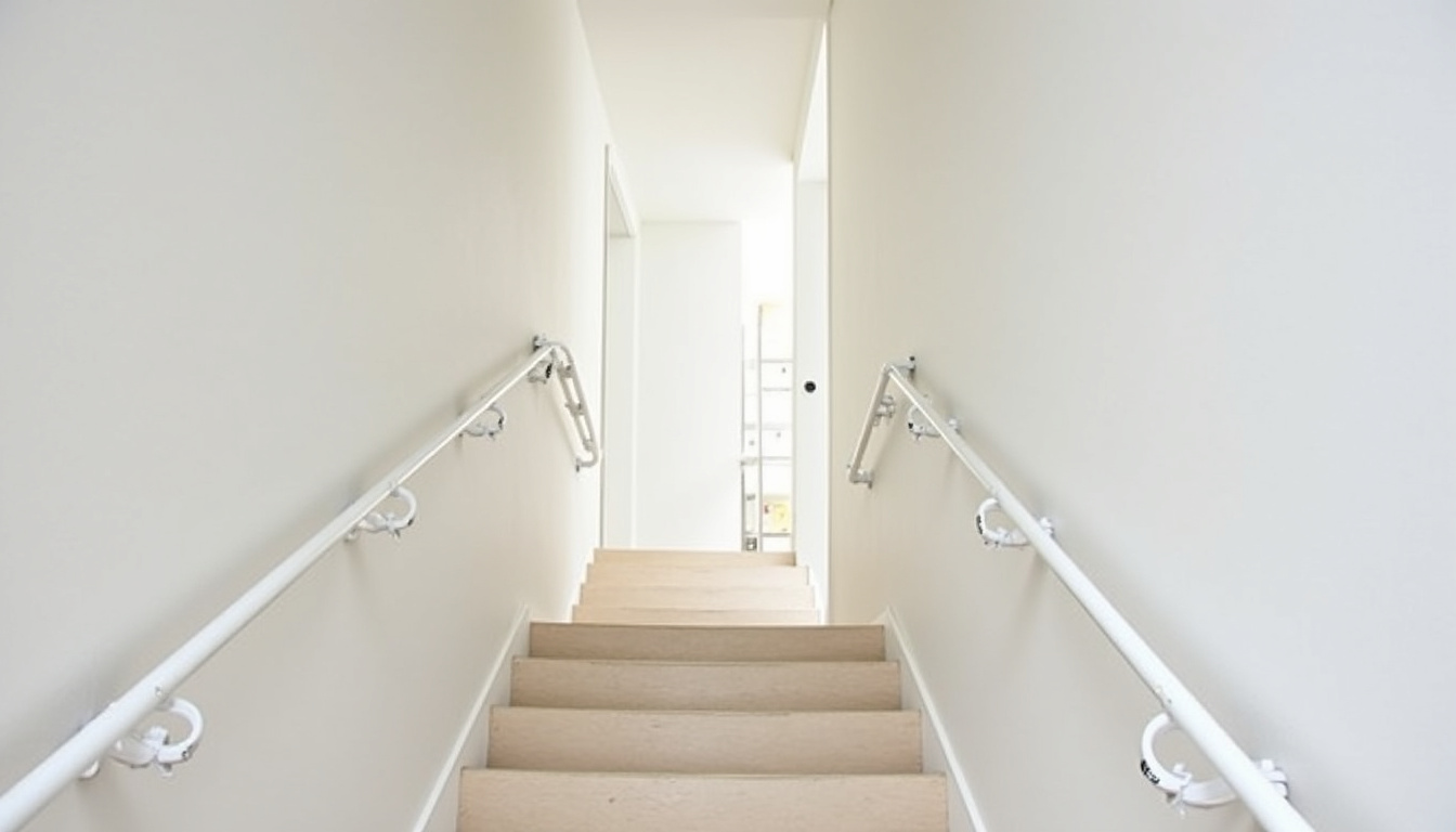 Monte-escalier tournant installé dans une maison à Noyal-sur-Vilaine avec rail sur mesure adapté aux courbes de l