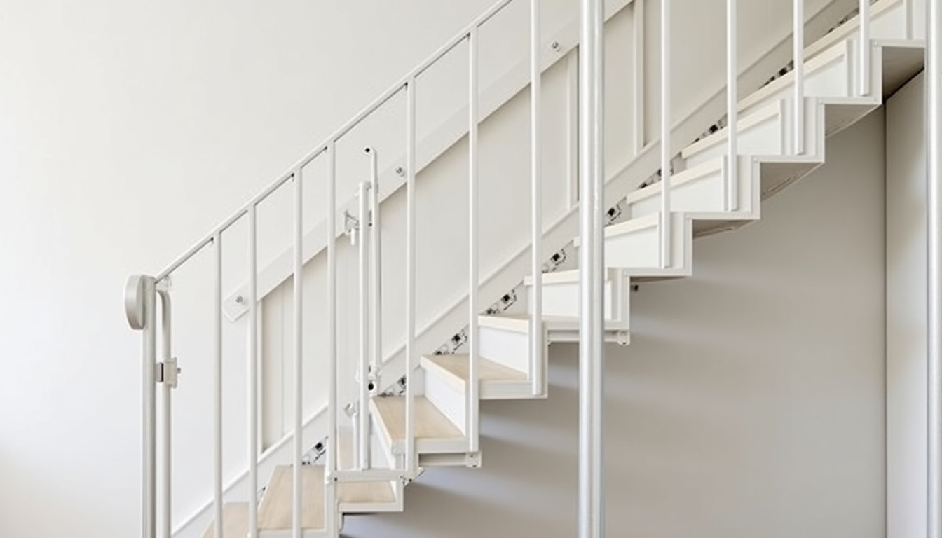 Monte-escalier tournant installé dans une maison à Viry, avec rail adapté aux courbes de l’escalier