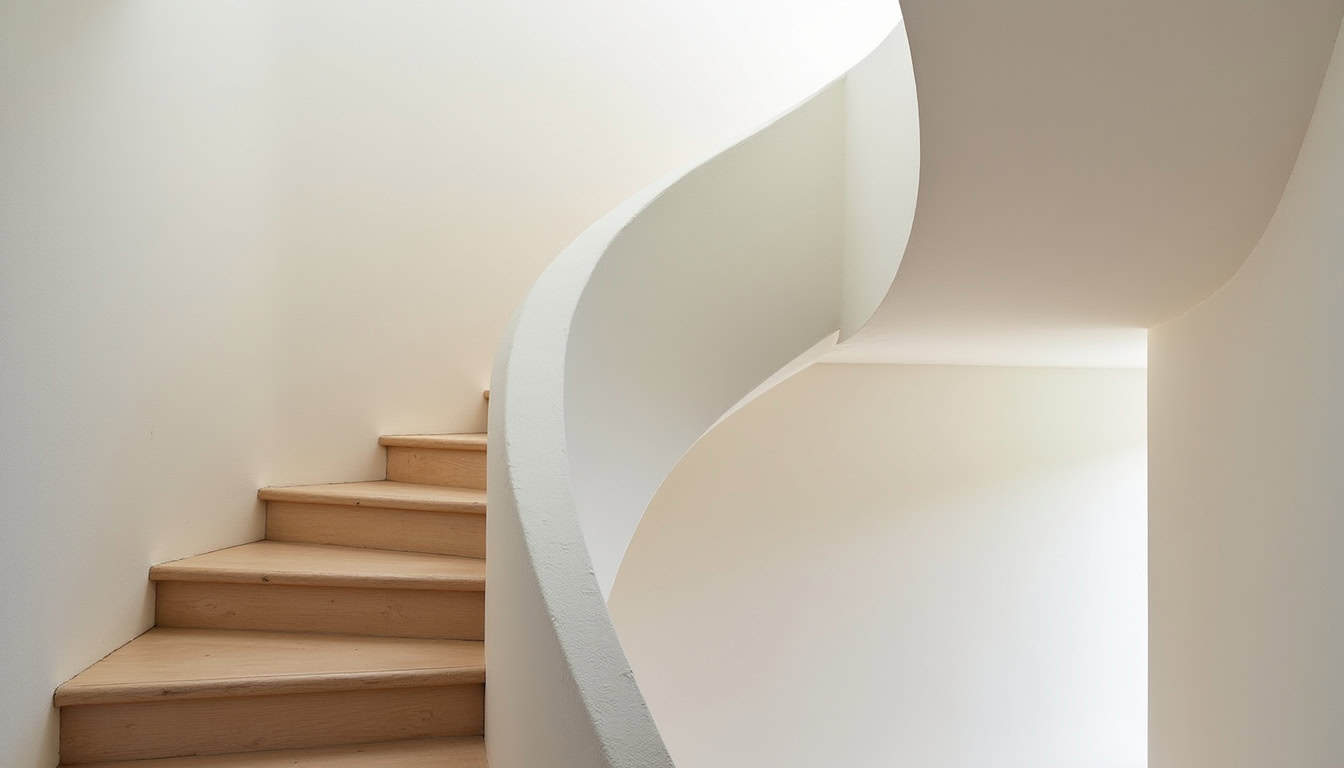 Monte-escalier tournant installé dans une maison ancienne à Fontevraud-l