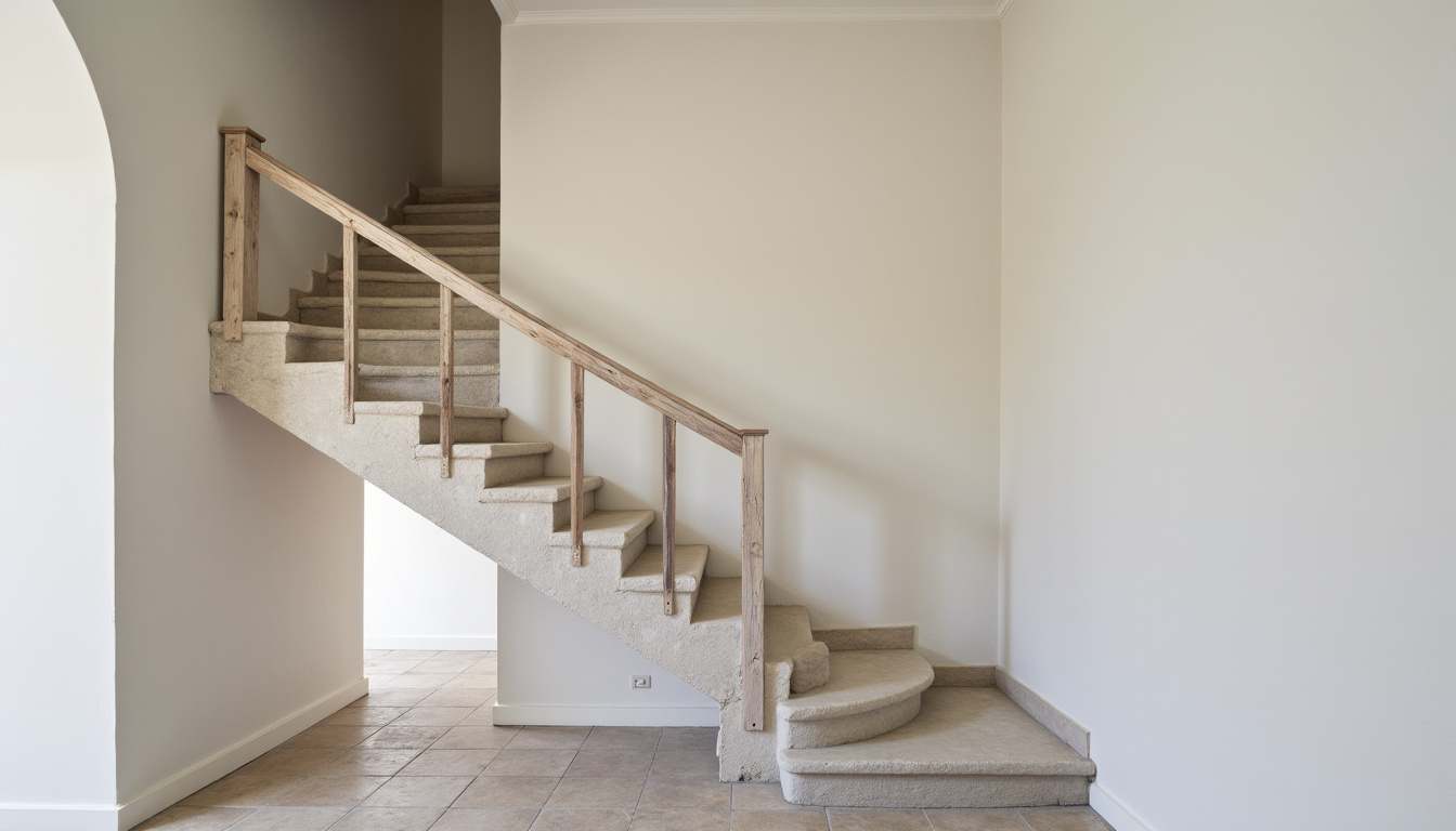 Monte-escalier tournant installé dans une maison ancienne à La Frénaye, suivant les courbes d