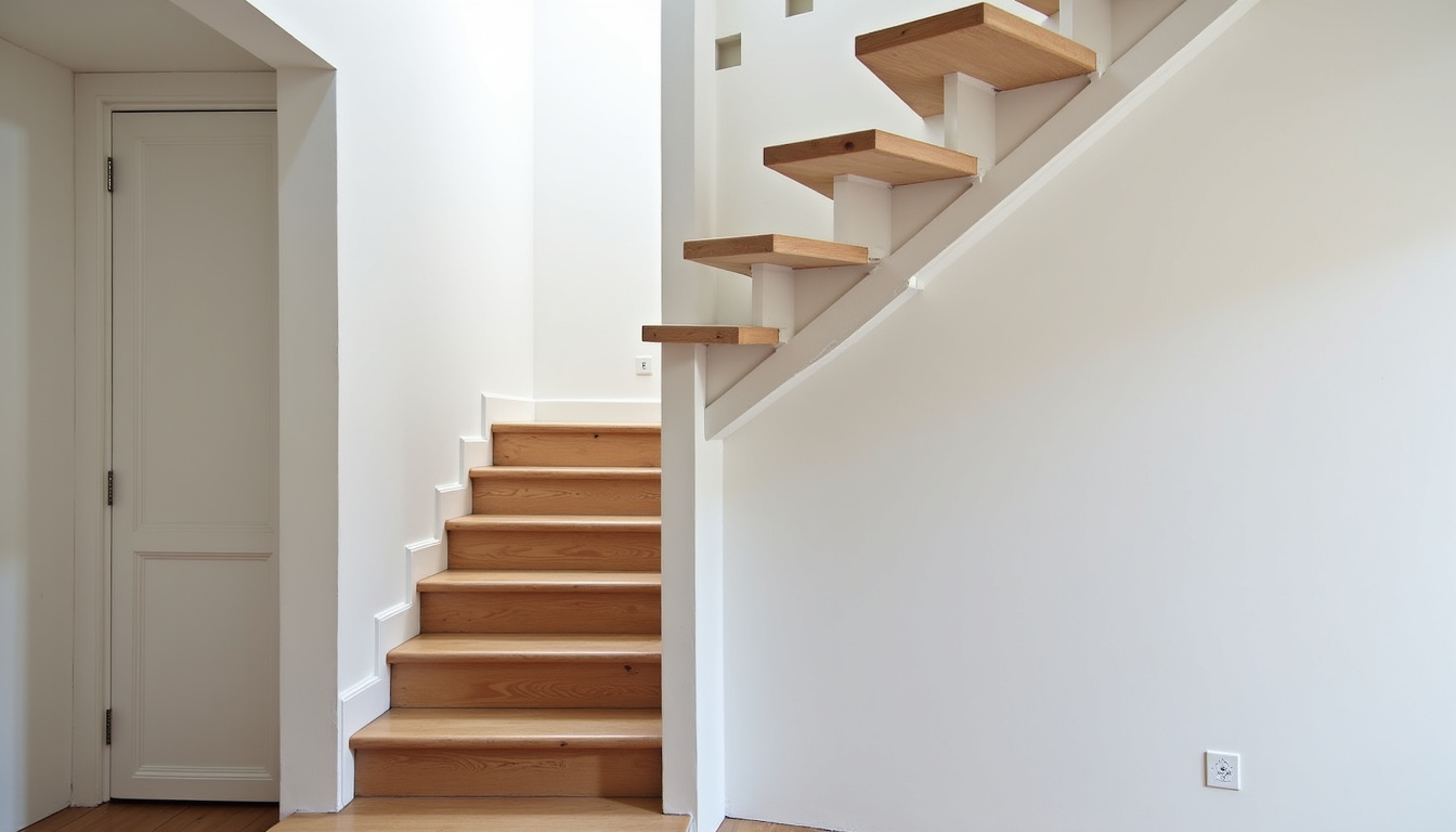 Monte-escalier tournant installé dans une maison ancienne à Pont-Audemer