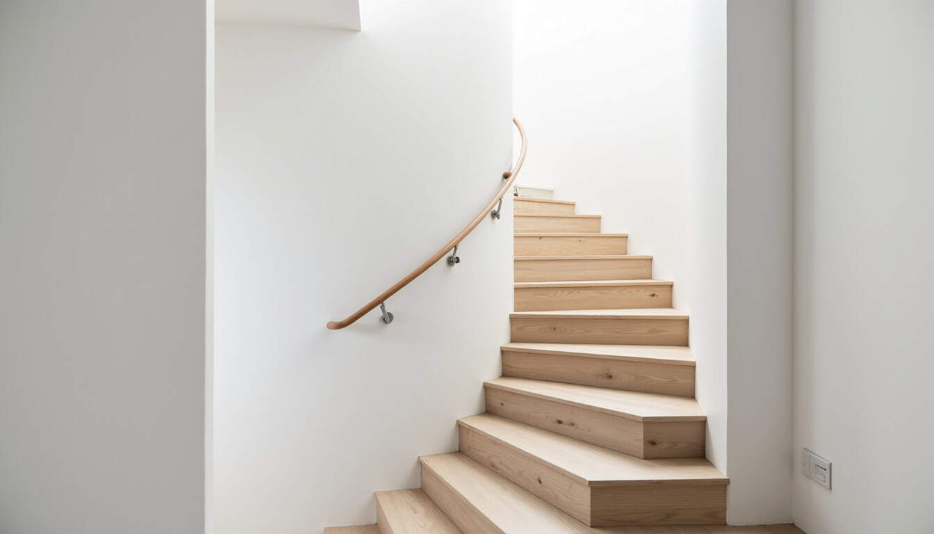Monte-escalier tournant installé dans une maison de Bondues, montrant le rail adapté à la courbe de l