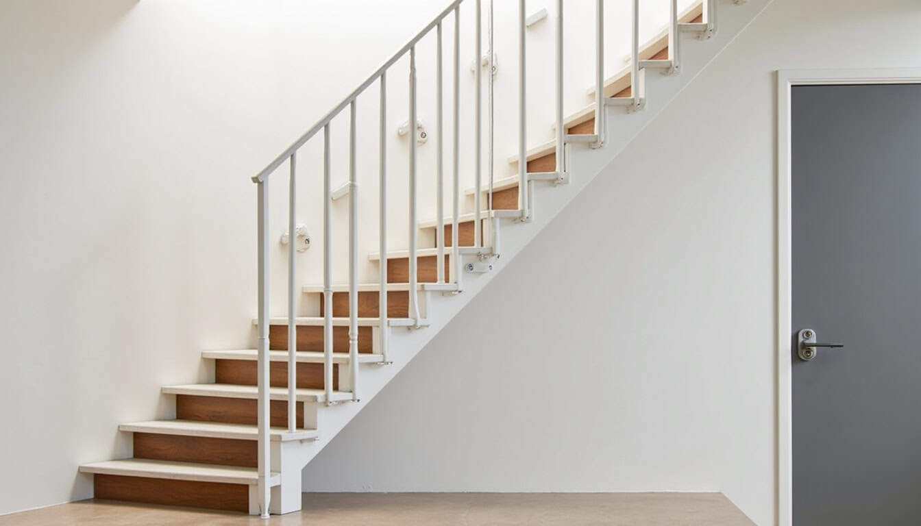 Monte-escalier tournant installé sur un escalier avec virage à Saint-Martin-de-Valgalgues