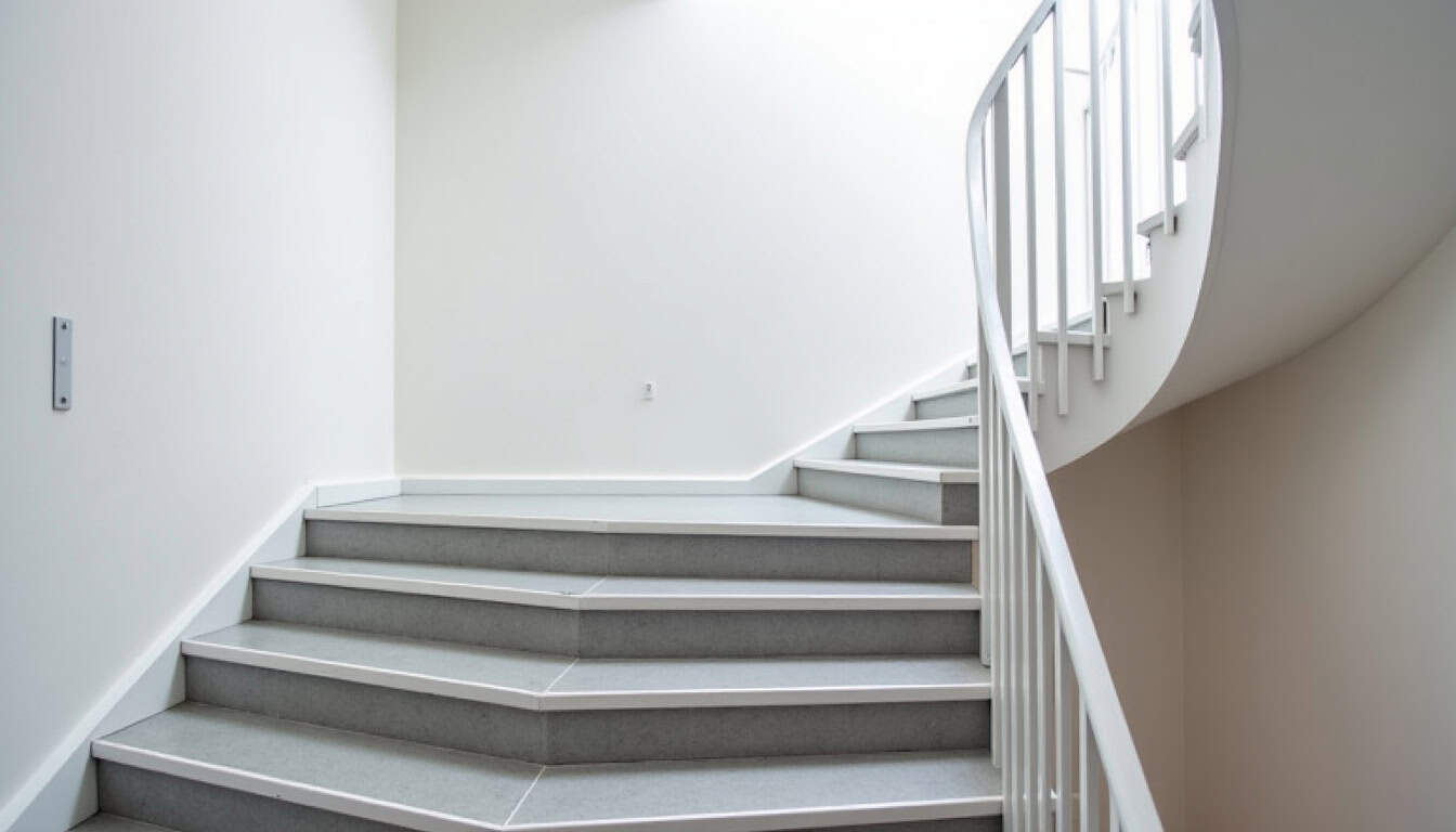 Monte-escalier tournant installé sur un escalier en colimaçon à Vitry-en-Artois