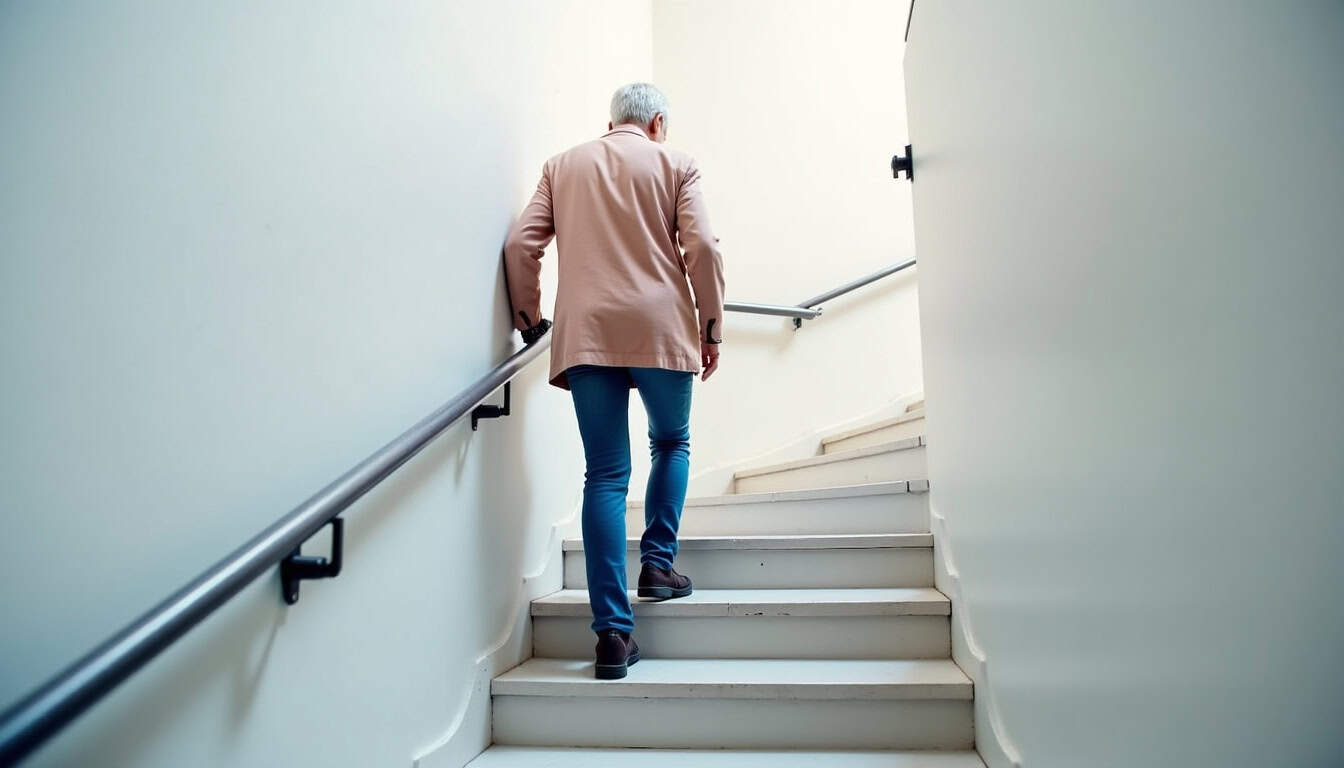 Personne âgée utilisant son monte-escalier à Callas, illustrant l
