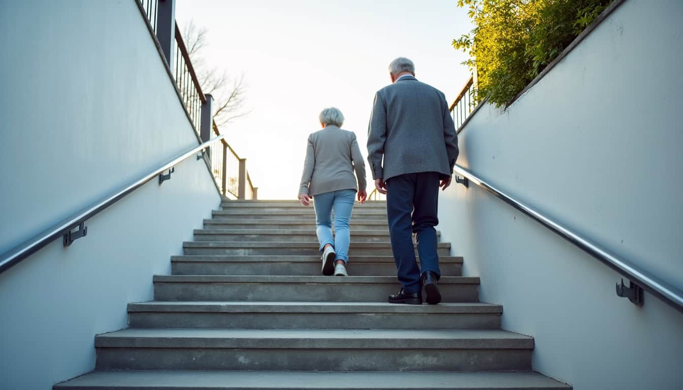 Personne âgée utilisant un monte-escalier à Meschers-sur-Gironde