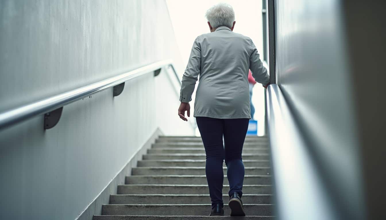 Personne âgée utilisant un monte-escalier à Moyrazès en toute sécurité