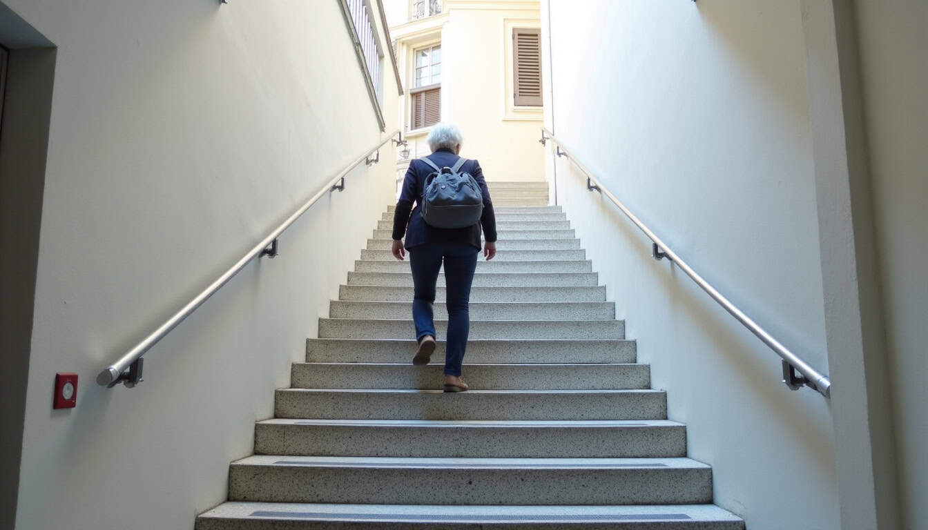 Personne âgée utilisant un monte escalier assis-debout à Saint-Sulpice-sur-Risle