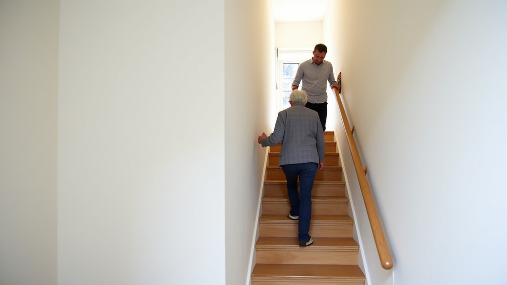 Personne âgée utilisant un monte-escalier dans une maison de Thenon