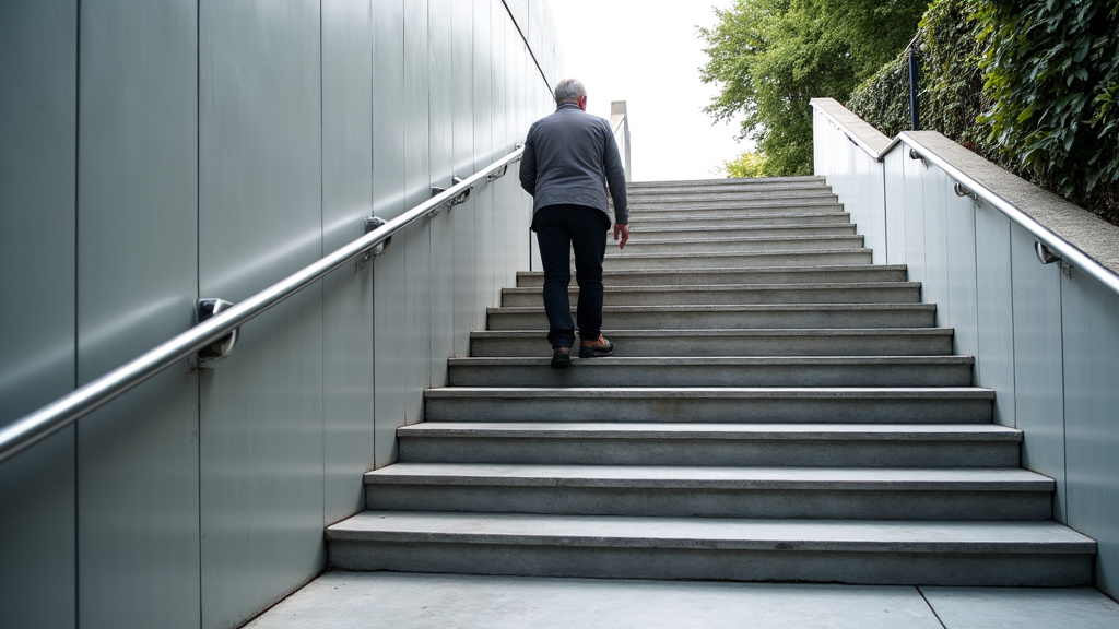 Personne âgée utilisant un monte-escalier installé à Aulnoy-lez-Valenciennes