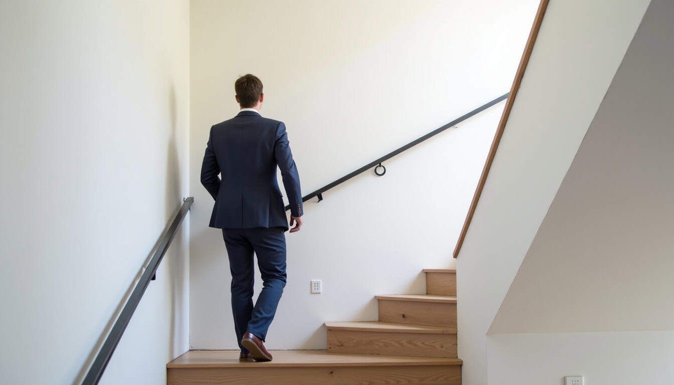 Personne utilisant un monte-escalier dans une maison à Haverskerque