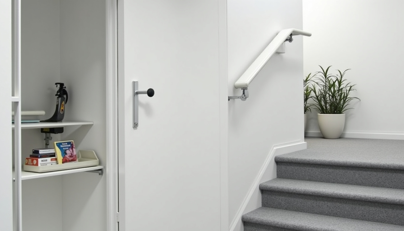 Plateforme élévatrice installée dans un escalier pour fauteuil roulant