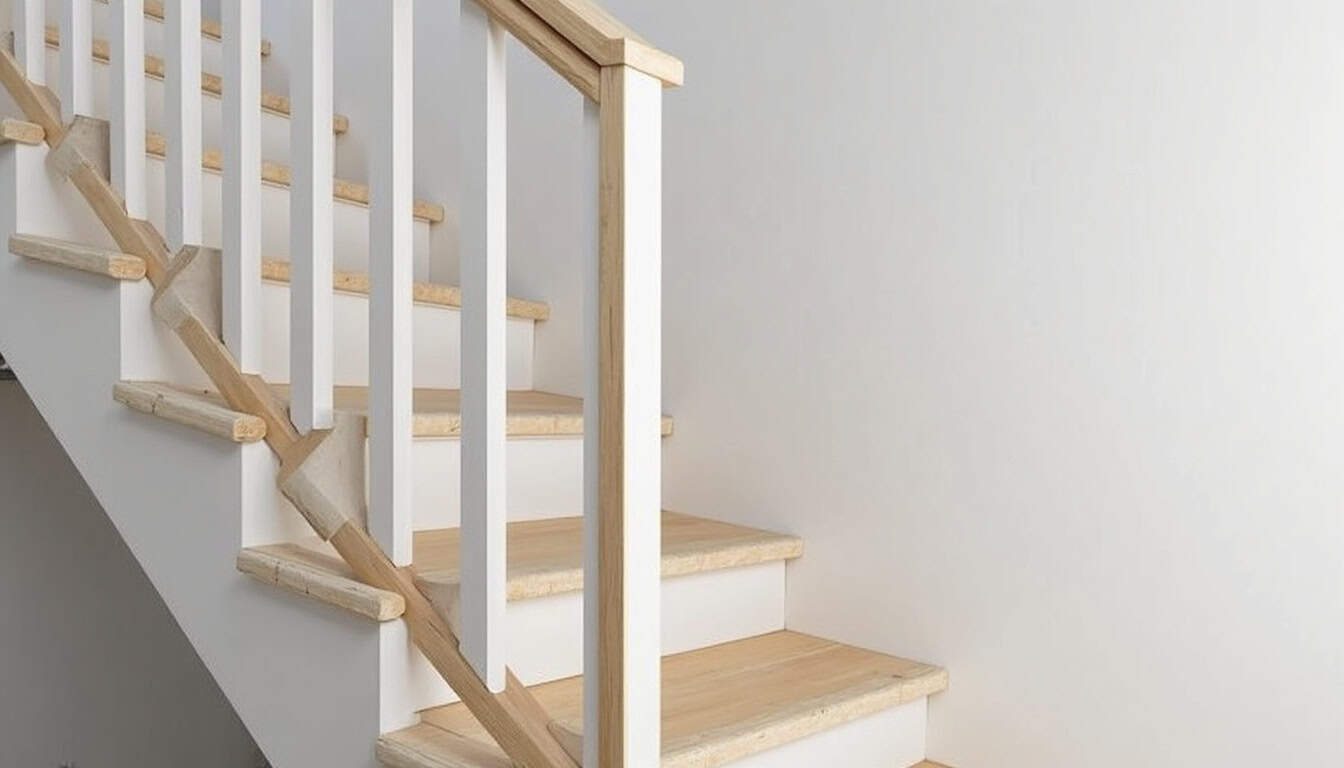 Préparation du rail incurvé pour un monte-escalier tournant adapté à un escalier en colimaçon