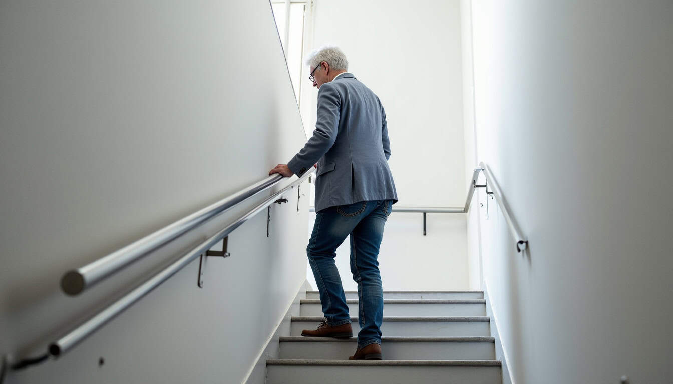 Résident utilisant son monte-escalier à Saint-Aubin-Épinay