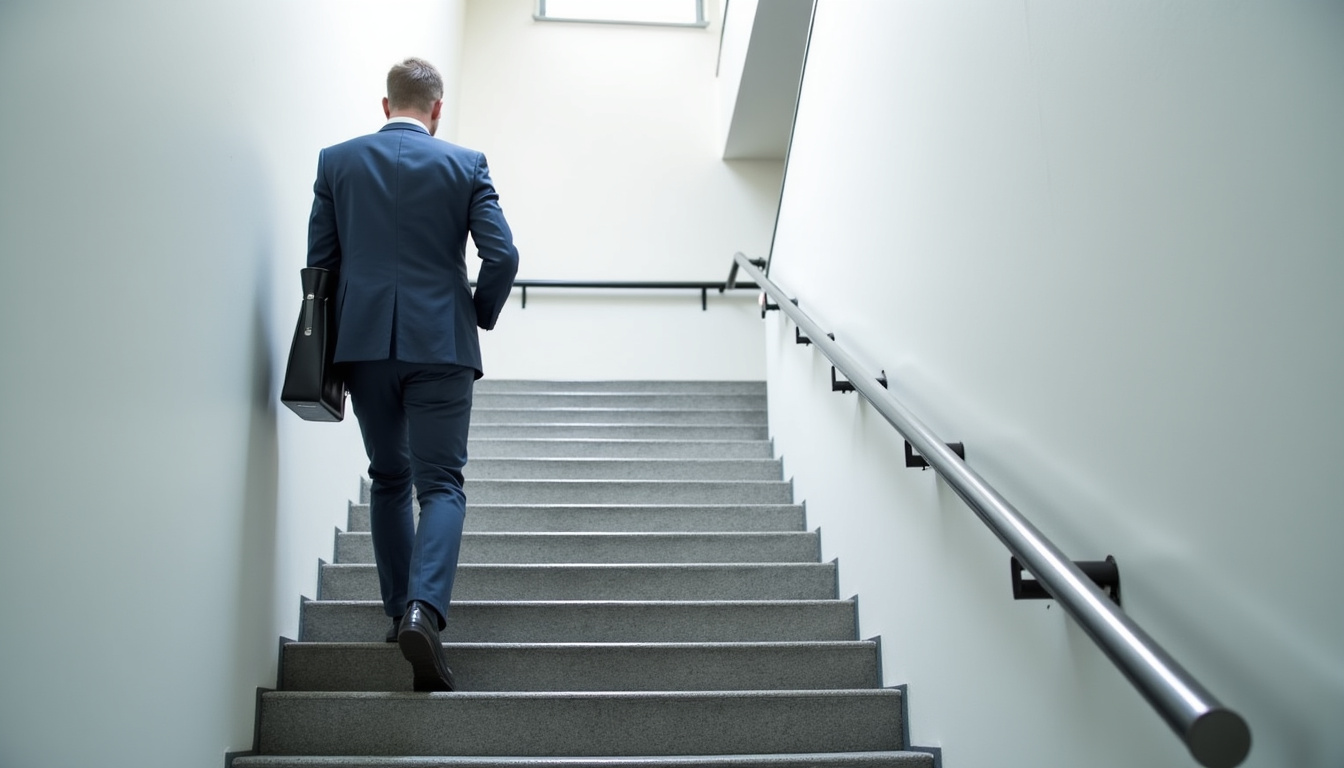 Senior utilisant un monte-escalier à Aviron