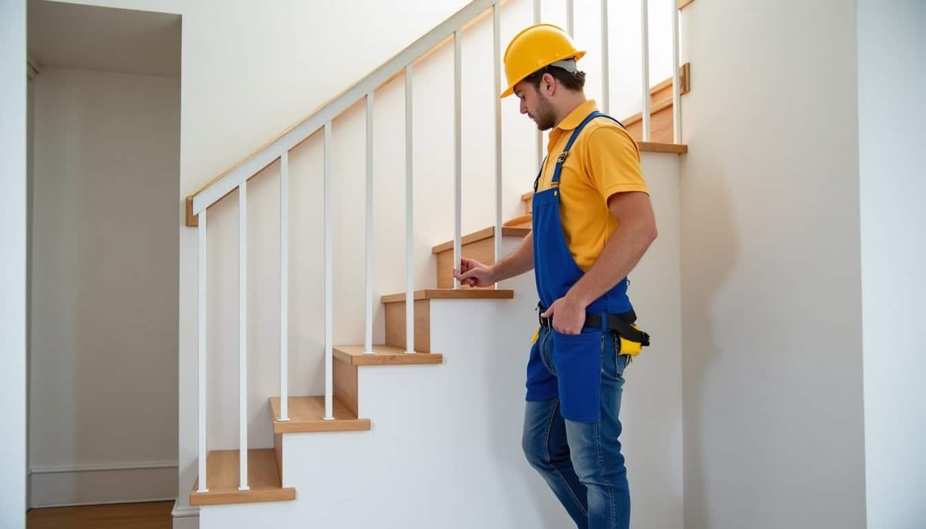 Technicien certifié en train de mesurer un escalier à Le Champ-Saint-Père pour une installation sur mesure