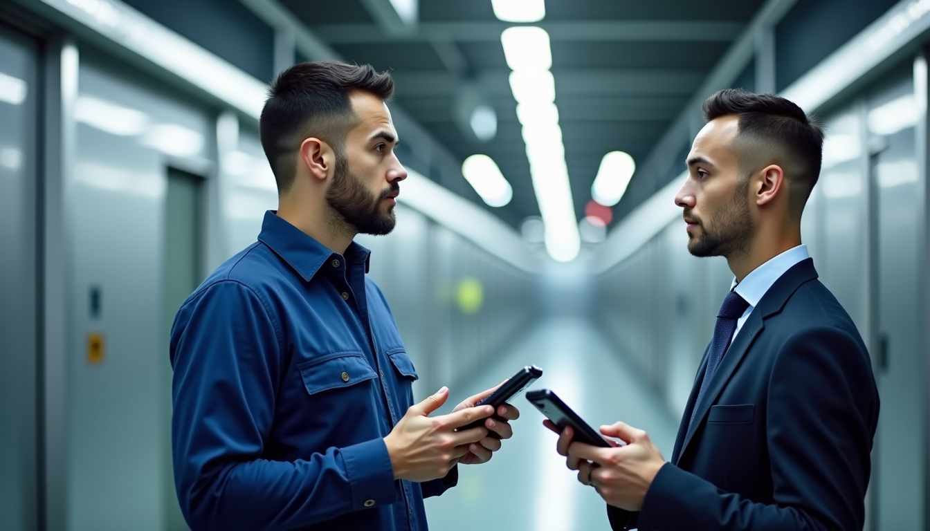 Technicien discutant avec un client à Saint-Yan lors d