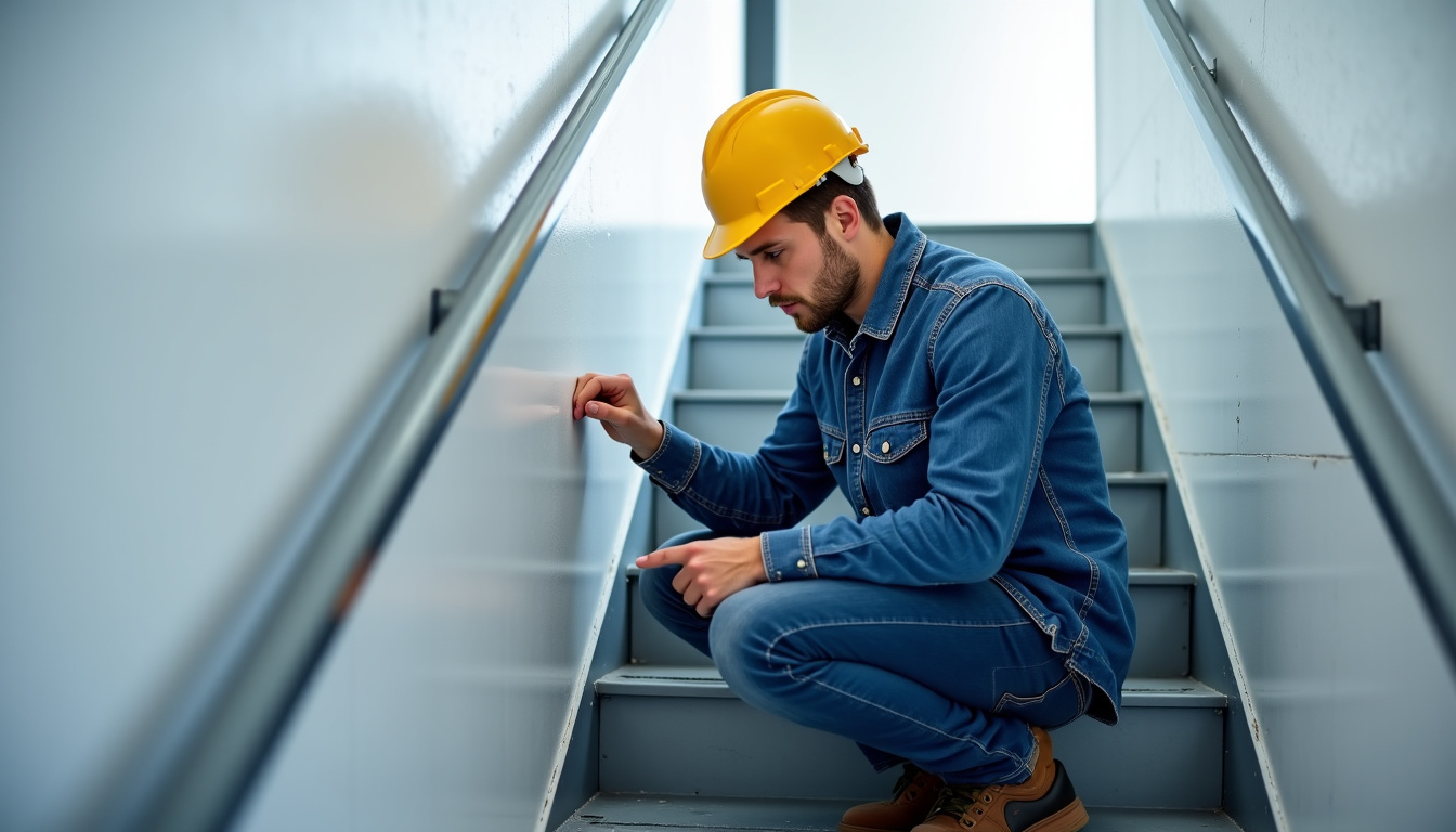 Technicien effectuant la maintenance d’un monte-escalier à Fleurey-sur-Ouche