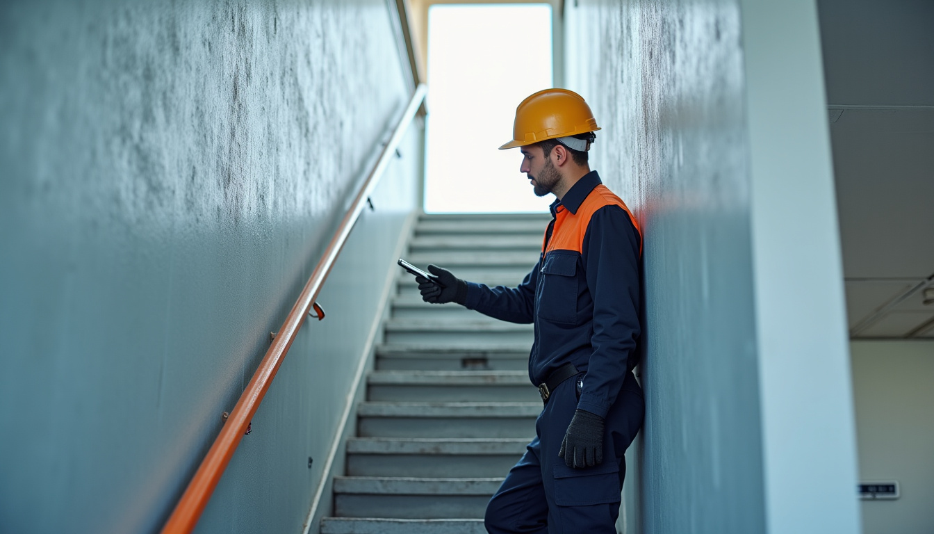 Technicien effectuant une maintenance préventive sur un monte-escalier à Machilly