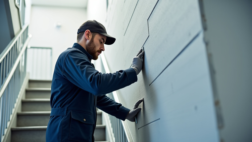Technicien effectuant une maintenance préventive sur un monte-escalier à Prissé