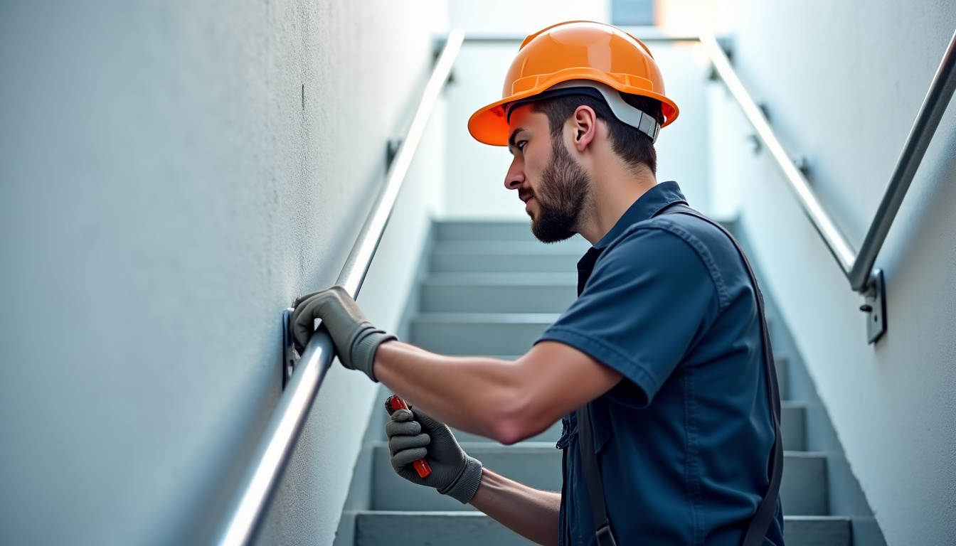Technicien effectuant une maintenance préventive sur un monte-escalier à Saint-Genis-Pouilly