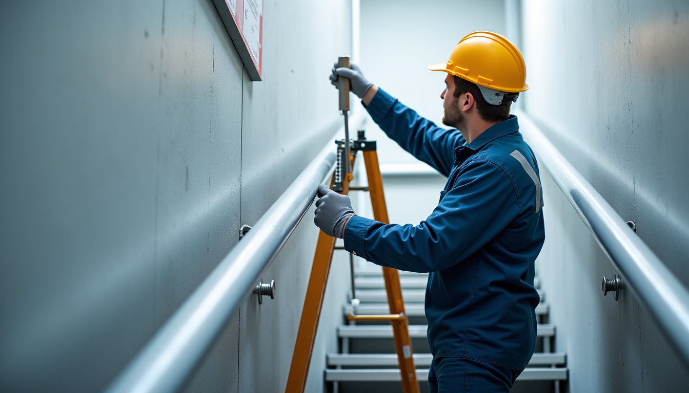 Technicien effectuant une maintenance préventive sur un monte-escalier à Zuydcoote