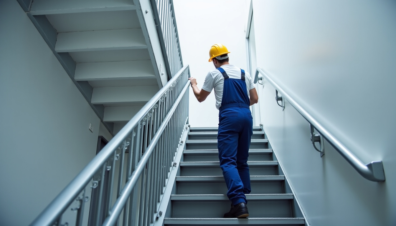 Technicien effectuant une maintenance sur un monte-escalier à Ancy-Dornot