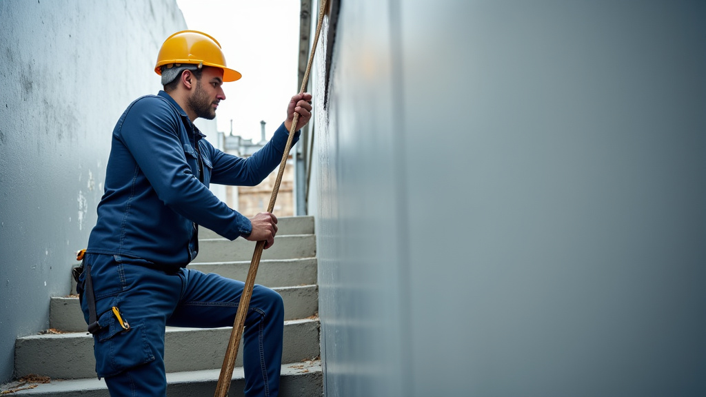 Technicien effectuant une maintenance sur un monte-escalier à Auvers-le-Hamon