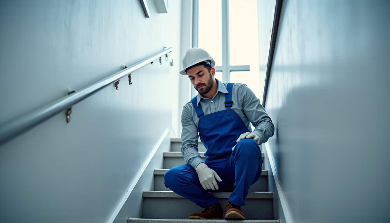 Technicien effectuant une vérification de maintenance sur un monte-escalier à Le Mesnil-Amelot