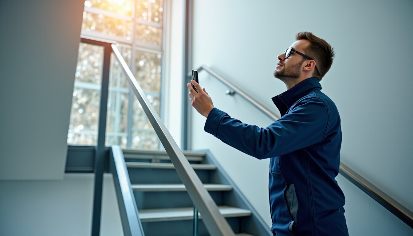 Technicien effectuant une vérification de routine sur un monte-escalier à Oderen