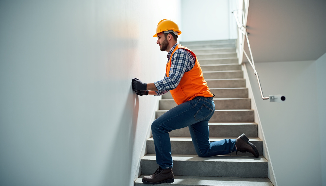 Technicien effectuant une visite technique pour un monte-escalier à Melgven