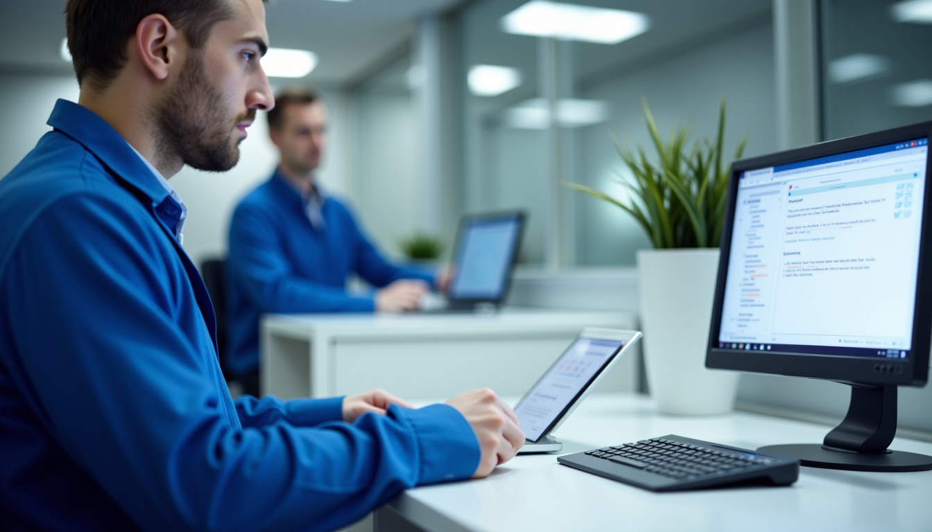 Technicien en train d