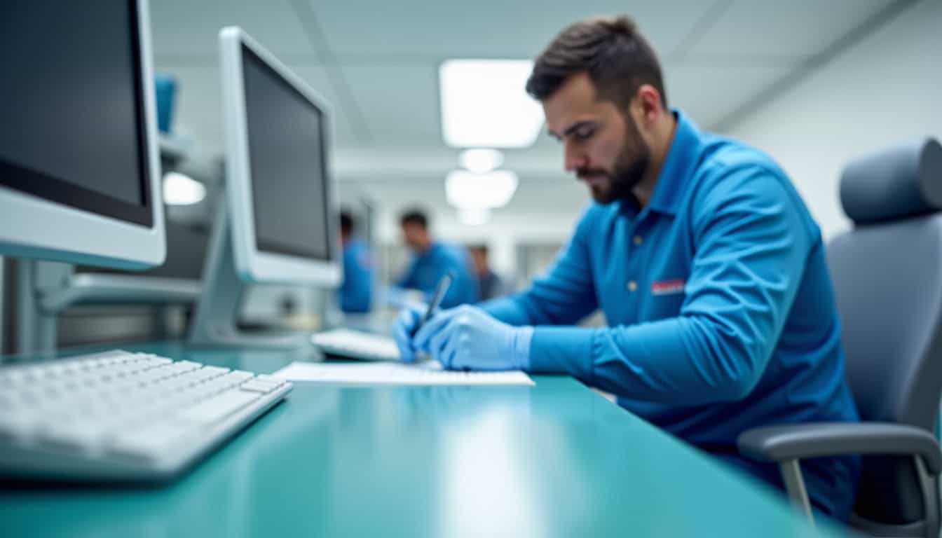 Technicien en train d