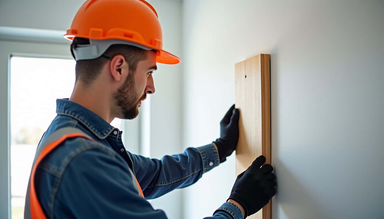 Technicien en train de mesurer un escalier à Laruscade pour une installation sur mesure