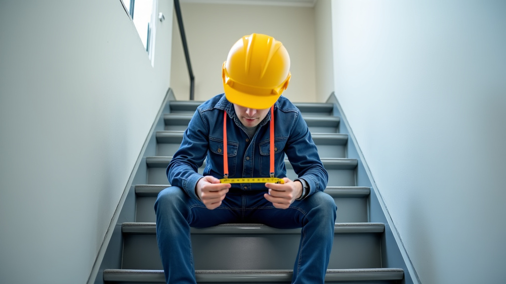 Technicien en train de mesurer un escalier lors d