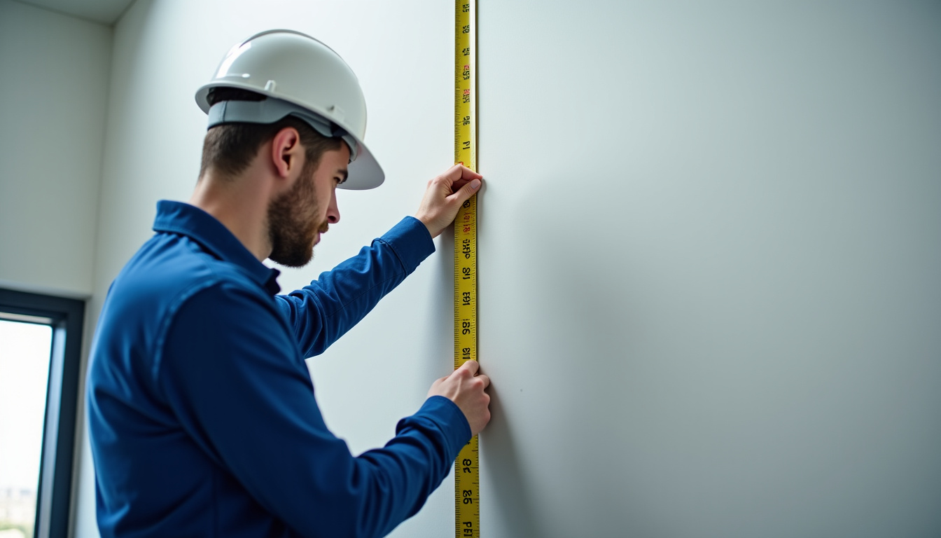 Technicien en train de mesurer un escalier lors d