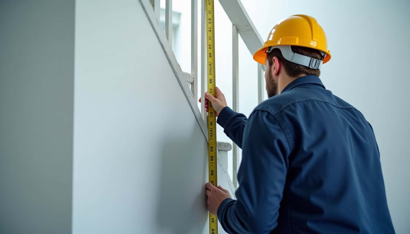Technicien en train de mesurer un escalier lors d
