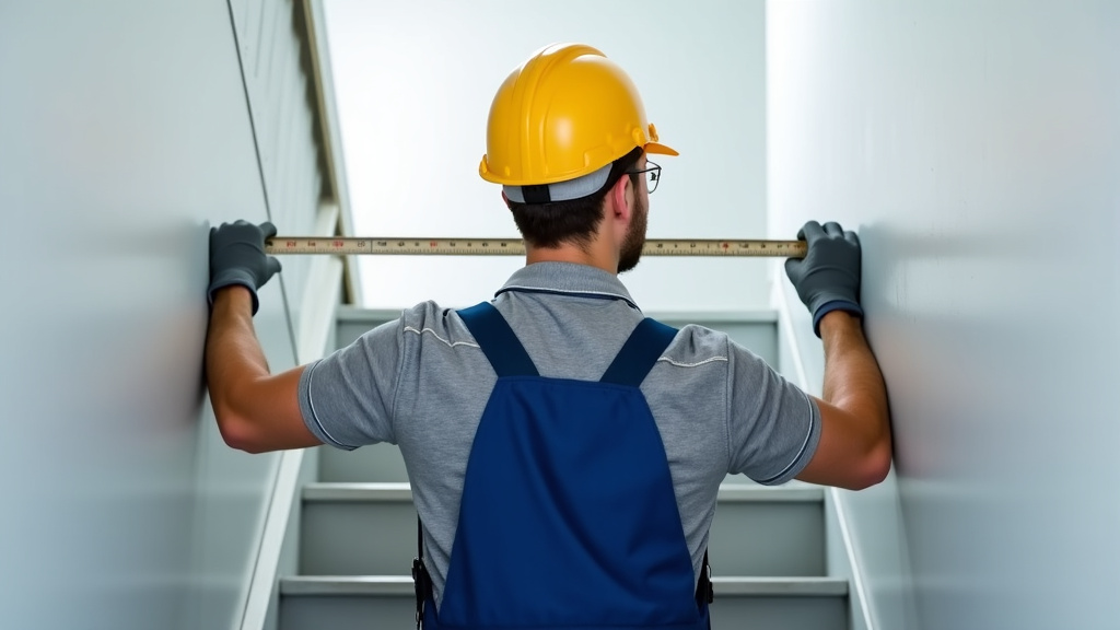 Technicien en train de mesurer un escalier pour l