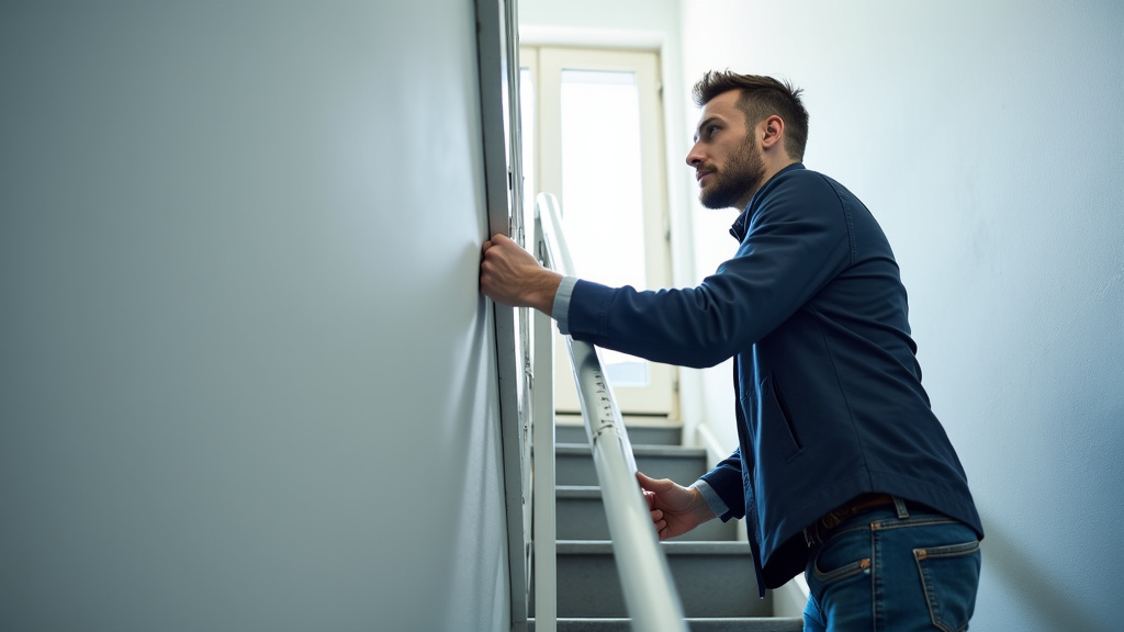 Technicien en train de mesurer un escalier pour l