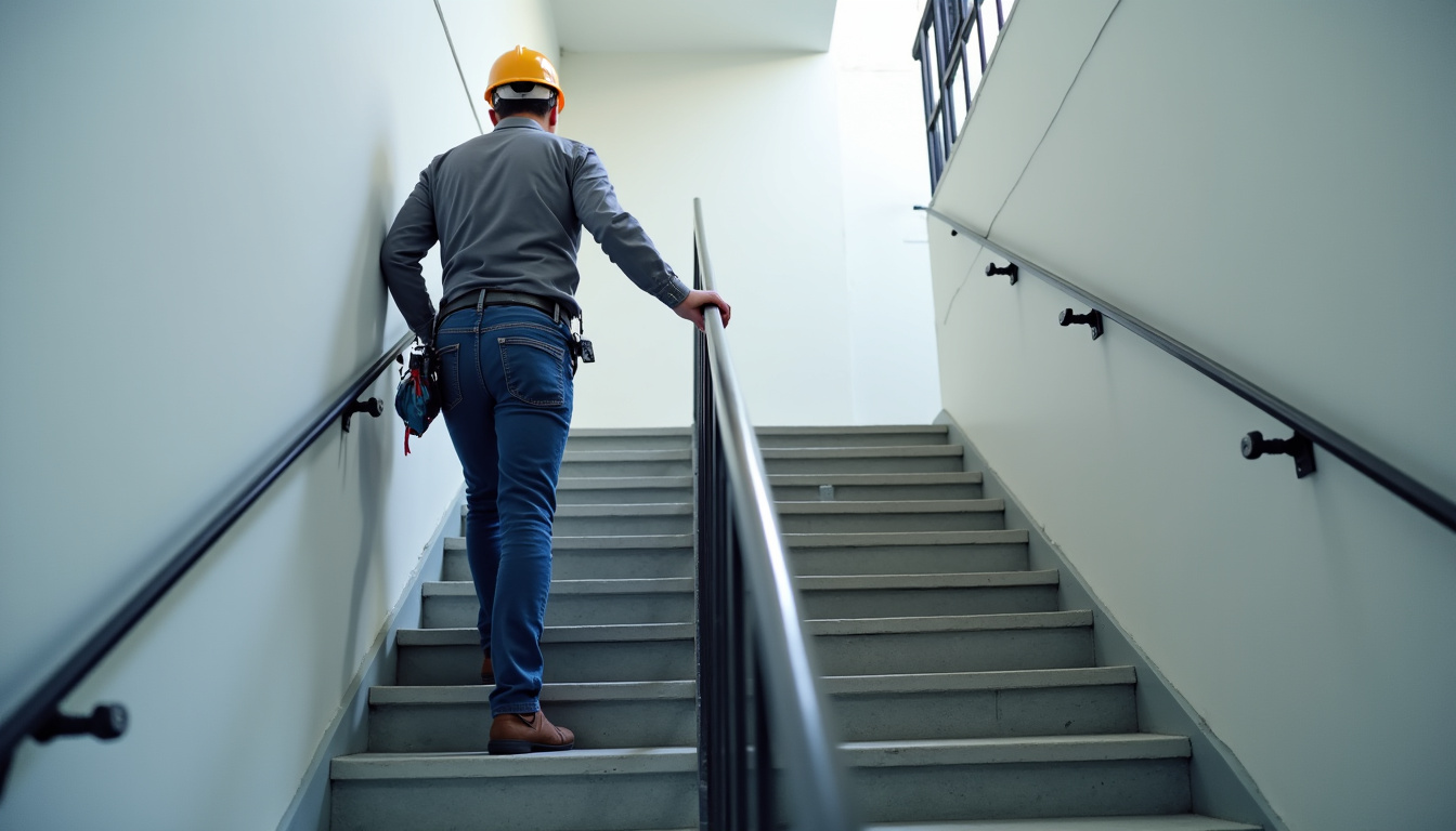 Technicien en train de mesurer un escalier pour l