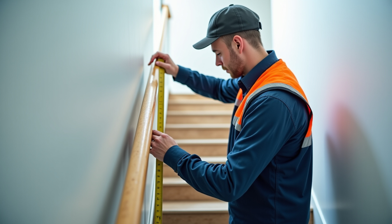 Technicien en train de mesurer un escalier pour l