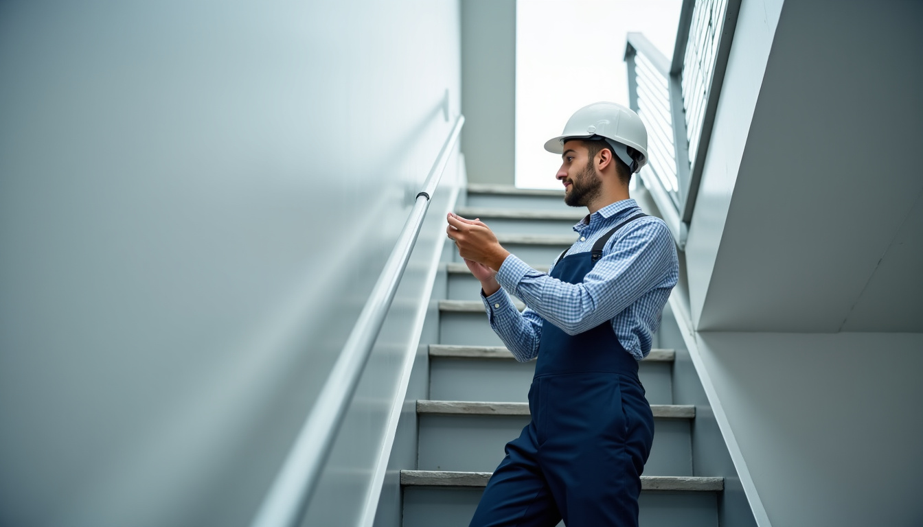 Technicien en train de mesurer un escalier pour l