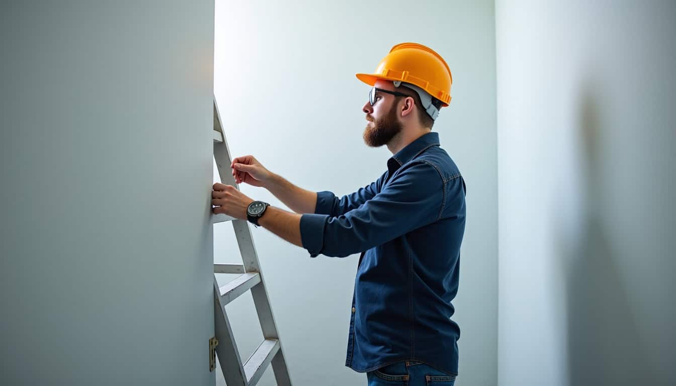Technicien en train de mesurer un escalier pour l