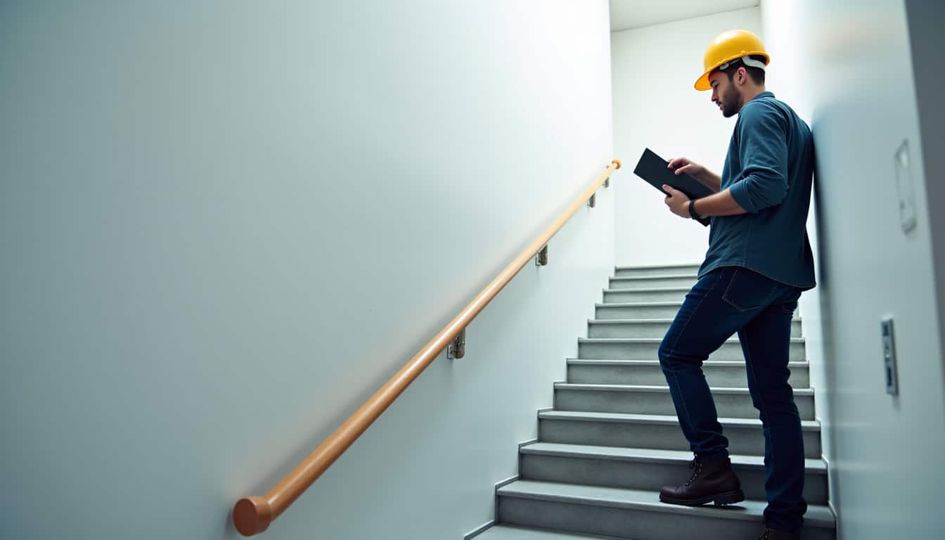 Technicien en train de mesurer un escalier pour l