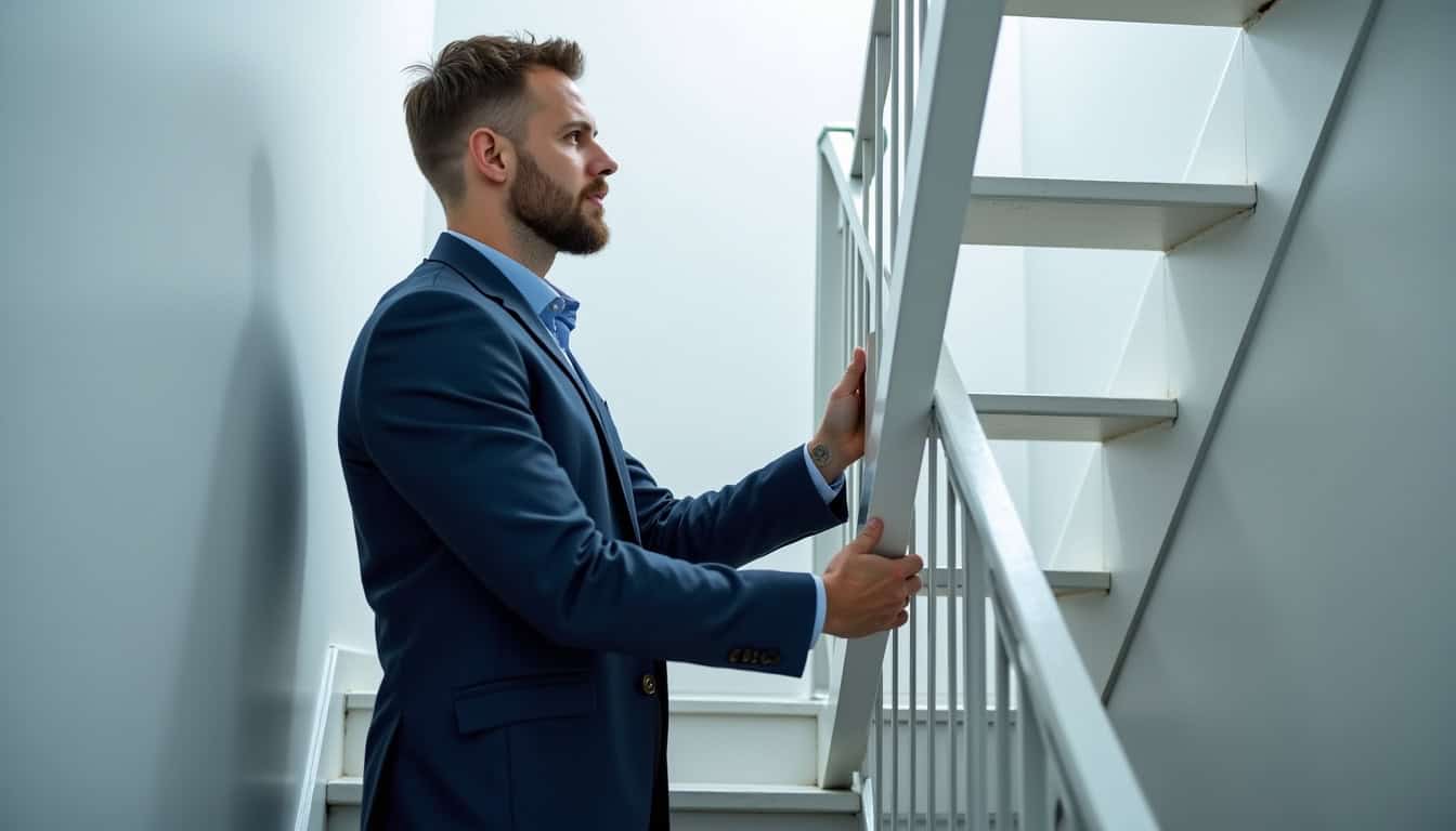 Technicien en train de mesurer un escalier pour l